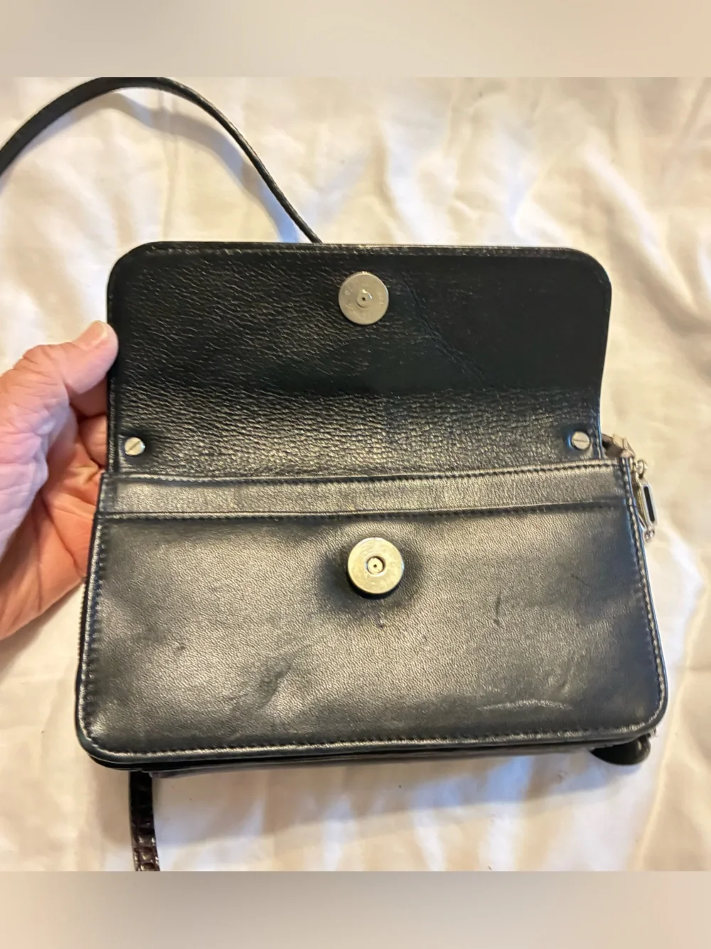 Brighton Brown Croc-Embossed Leather Crossbody Wallet